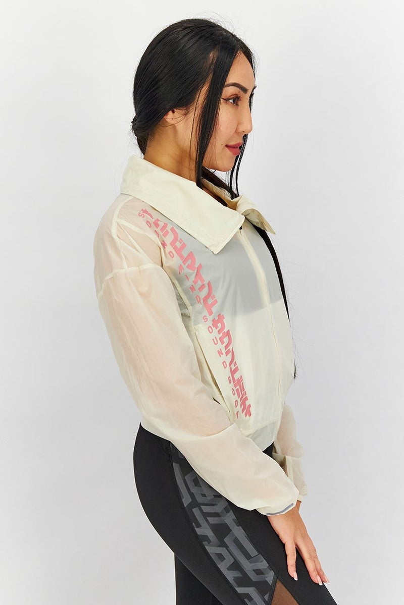 asics جاكيت جري للنساء بأكمام طويلة وقصة عادية، وردي مدخن - Image 2